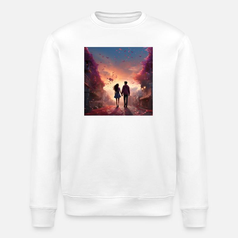 Evening Love Walk - Stanley/Stella ROLLER Unisex Organic Sweatshirt - white