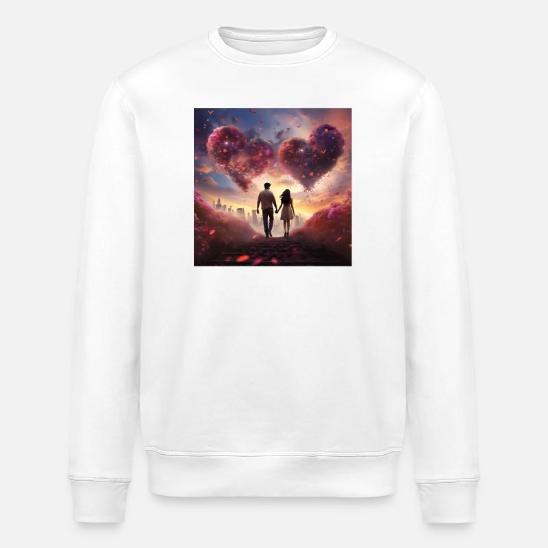 Herzwolke im Abendlicht - Stanley/Stella Unisex Bio-Sweatshirt ROLLER - Weiß