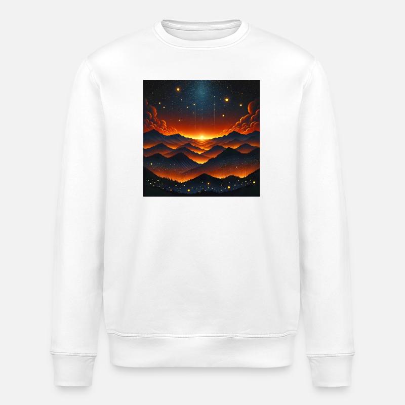 Glowing sunset over Bergen - Stanley/Stella ROLLER Unisex Organic Sweatshirt - white