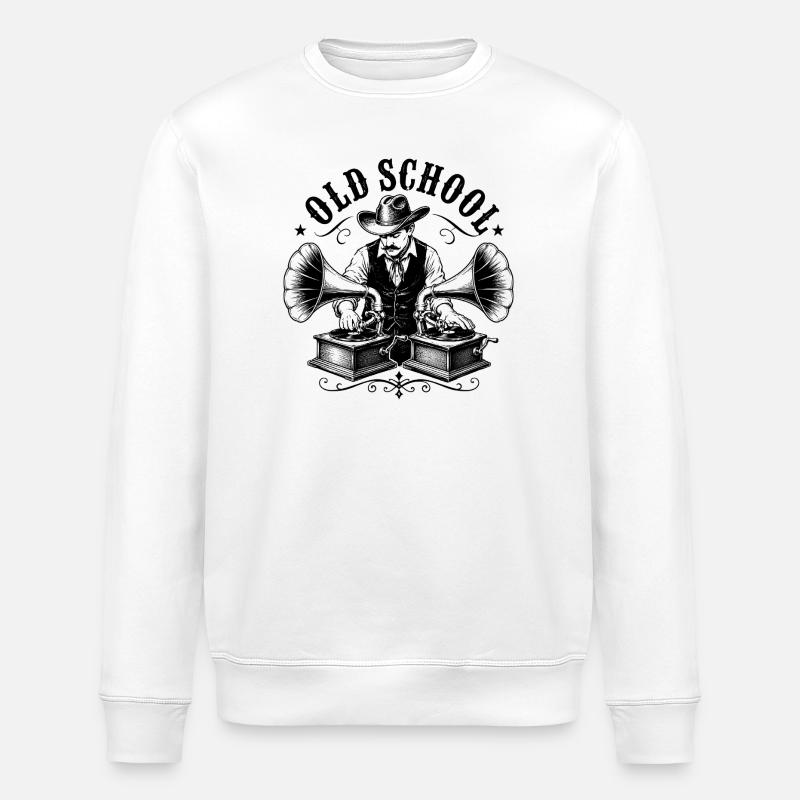 Old School DJ mit Grammophon - Stanley/Stella Unisex Bio-Sweatshirt ROLLER - Weiß