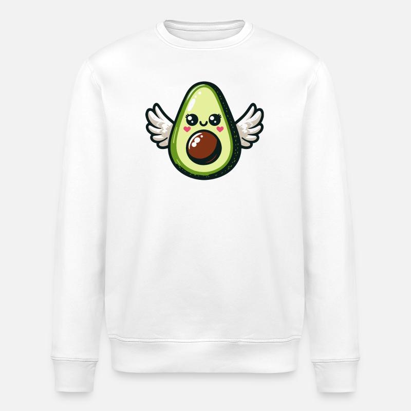 Kawaii Winged Avocado - Stanley/Stella ROLLER Unisex Organic Sweatshirt - white