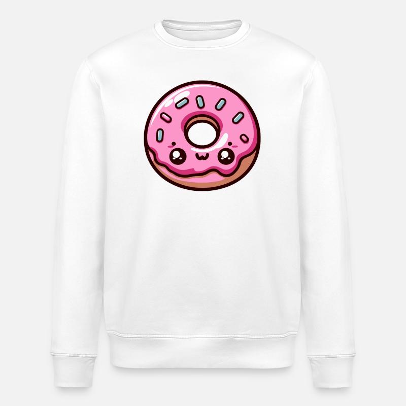 Kawaii Candy Pink Donut - Stanley/Stella Unisex Bio-Sweatshirt ROLLER - Weiß