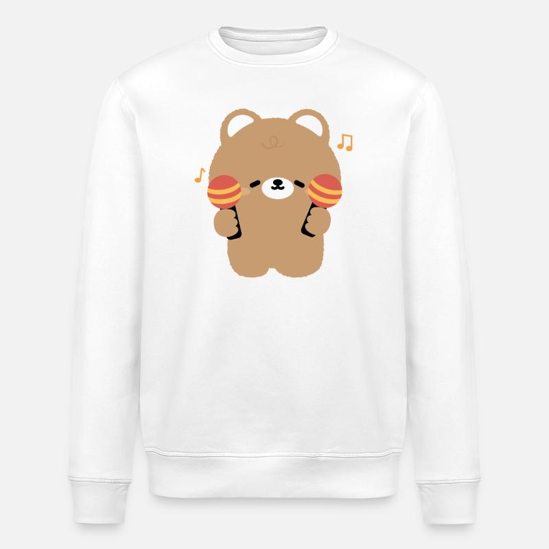 Bear Maraca Beat - Stanley/Stella ROLLER Unisex Organic Sweatshirt - white