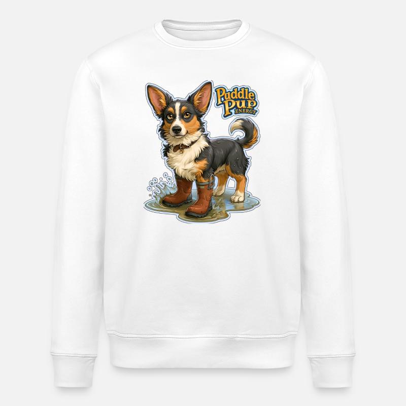 Puddle Pup Energie: Splash Boots - Stanley/Stella Unisex Bio-Sweatshirt ROLLER - Weiß