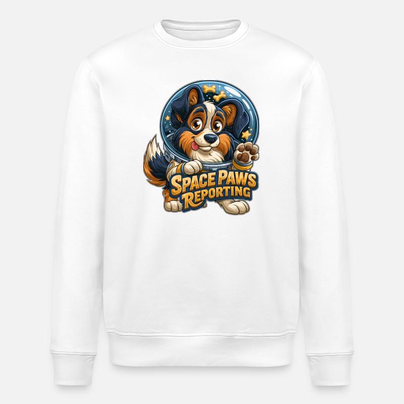 Cosmic Pup Space Paws Design - Stanley/Stella ROLLER Unisex Organic Sweatshirt - white