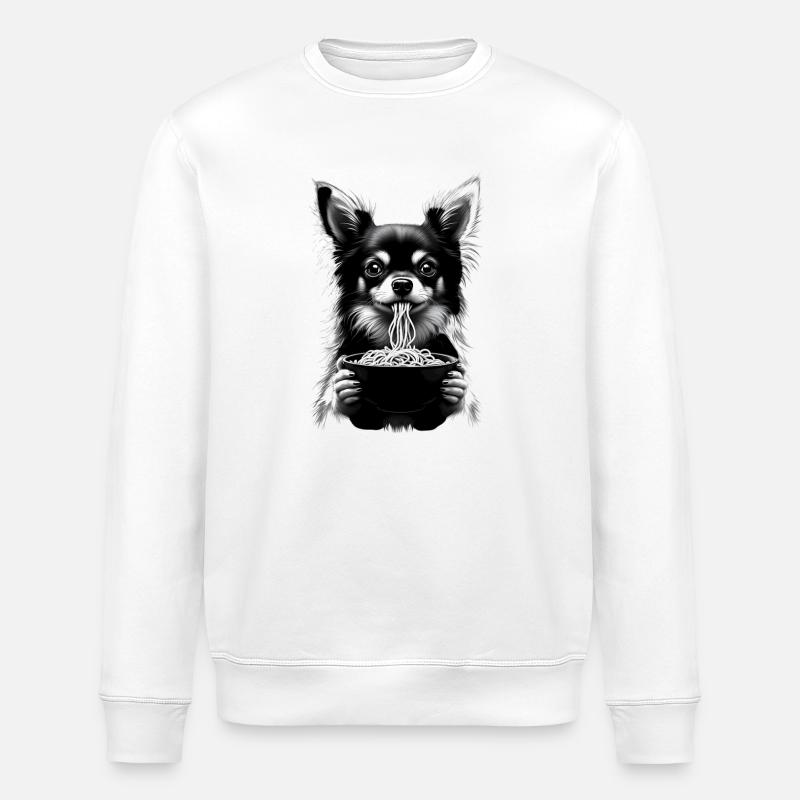 Chihuahua isst Ramen - Stanley/Stella Unisex Bio-Sweatshirt ROLLER - Weiß