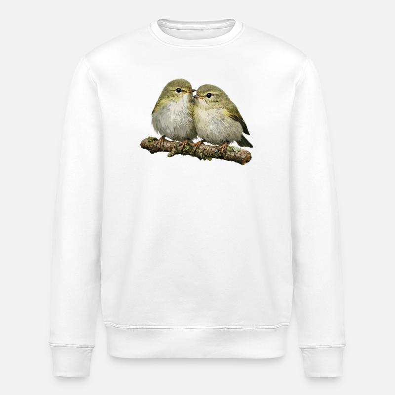Kissing Chiffchaff on Branch - Stanley/Stella ROLLER Unisex Organic Sweatshirt - white