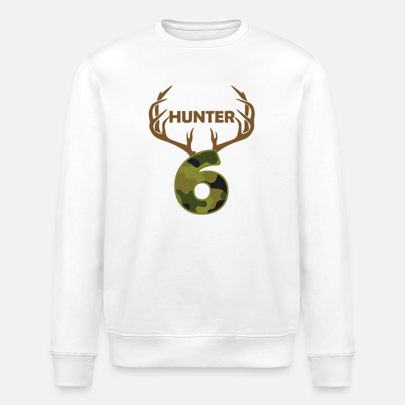 This Little Hunter Is 6 - Stanley/Stella ROLLER Unisex Organic Sweatshirt - white