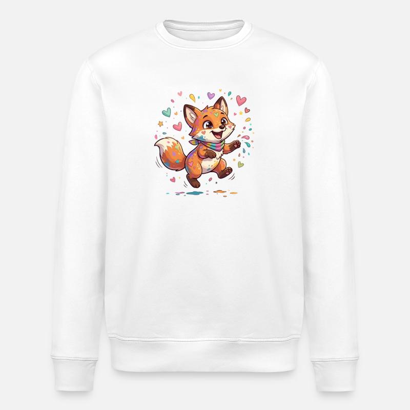 Adorable rainbow fox - Stanley/Stella ROLLER Unisex Organic Sweatshirt - white