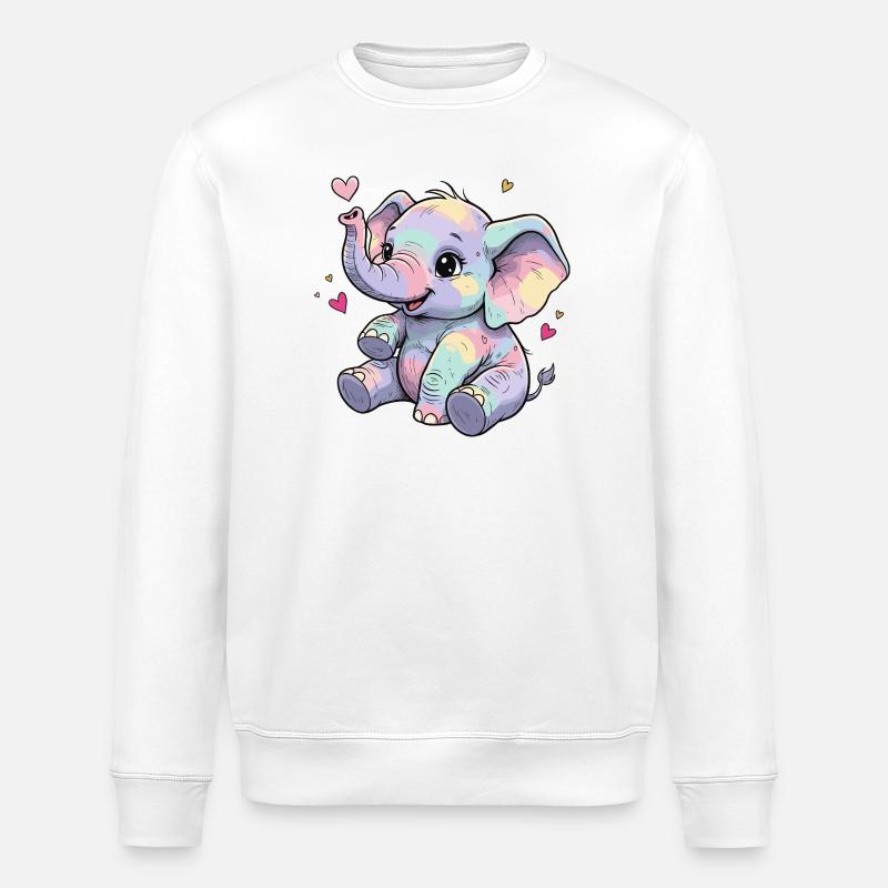 Cœur câlin d’éléphant pastel - Sweat bio ROLLER Stanley/Stella Unisexe - blanc