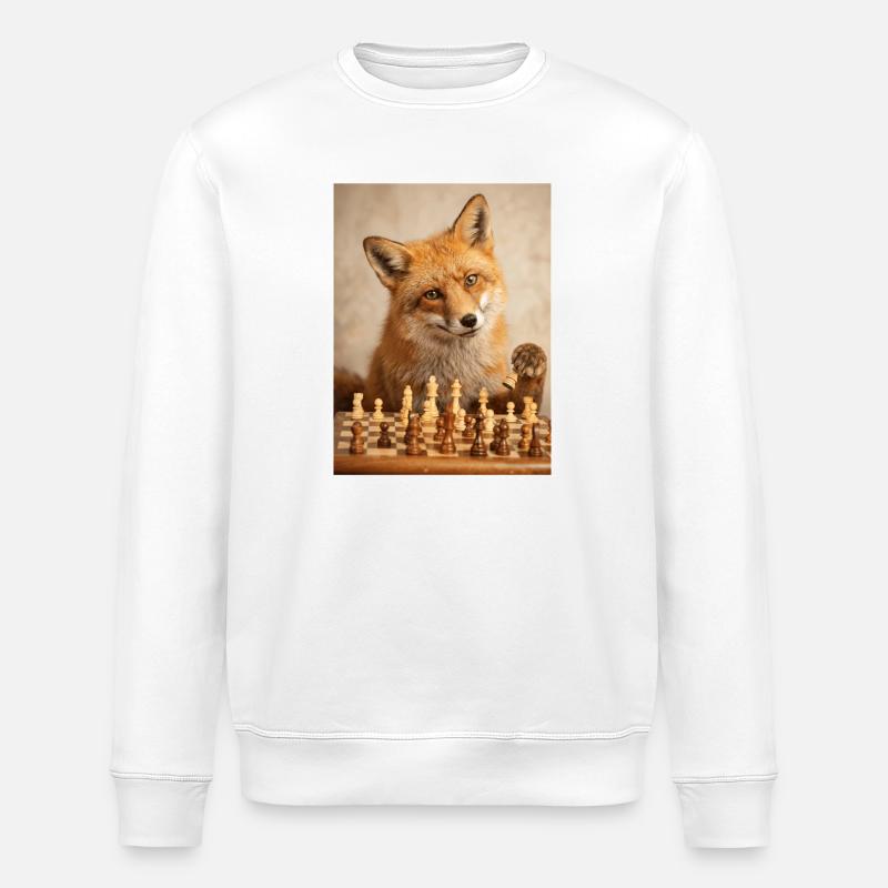 Fox playing chess - Stanley/Stella ROLLER Unisex Organic Sweatshirt - white