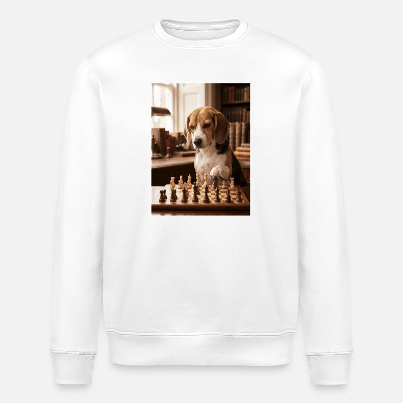 Beagle dog playing chess - Stanley/Stella ROLLER Unisex Organic Sweatshirt - white