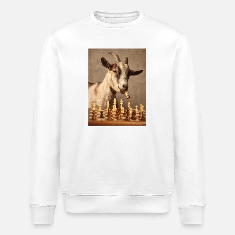 Ziege spielt Schach - Stanley/Stella Unisex Bio-Sweatshirt ROLLER - Weiß