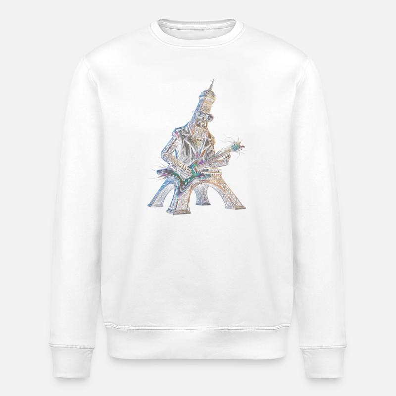 Eiffelturm spielt E-Gitarre - Stanley/Stella Unisex Bio-Sweatshirt ROLLER - Weiß