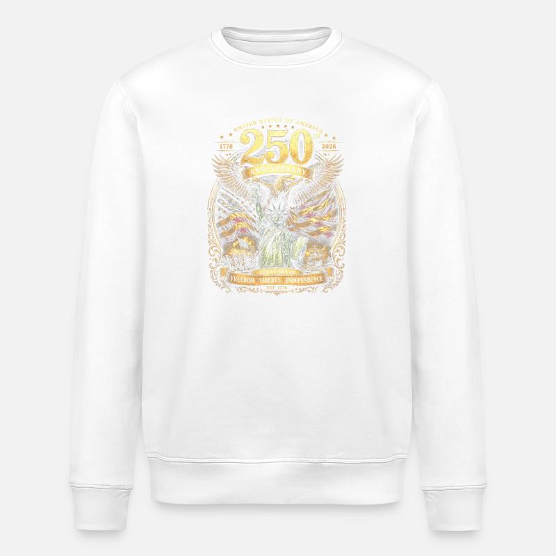 USA 250 Jubilee Eagle Flag - Stanley/Stella ROLLER Unisex Organic Sweatshirt - white