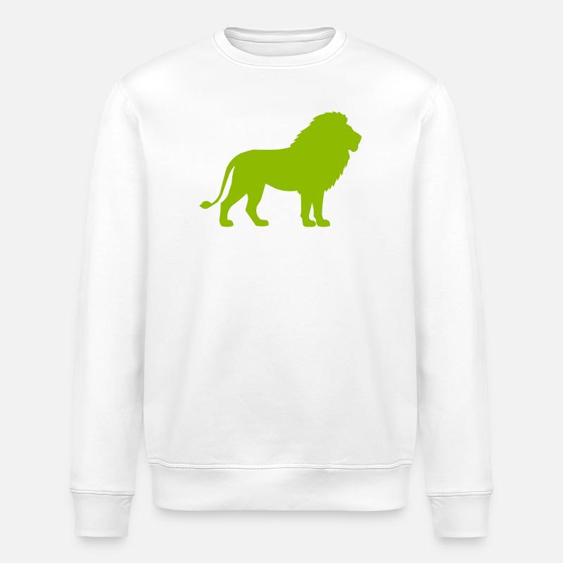 Silhouette de Lion Vert Néon - Sweat bio ROLLER Stanley/Stella Unisexe - blanc