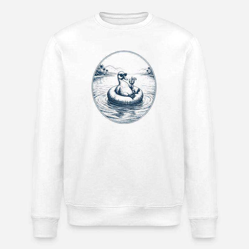 Ente mit Cocktail - Stanley/Stella Unisex Bio-Sweatshirt ROLLER - Weiß