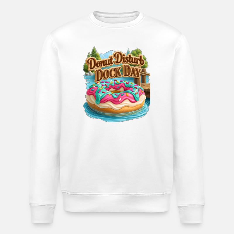 Donut Disturb Dock Day - Stanley/Stella ROLLER Unisex Organic Sweatshirt - white