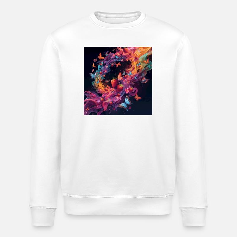 Bunte Beeren und Schmetterlinge - Stanley/Stella Unisex Bio-Sweatshirt ROLLER - Weiß