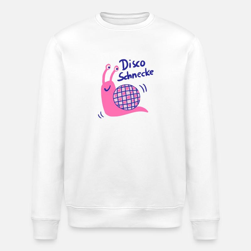 Disco Schnecke mit Glitzerball - Stanley/Stella Unisex Bio-Sweatshirt ROLLER - Weiß