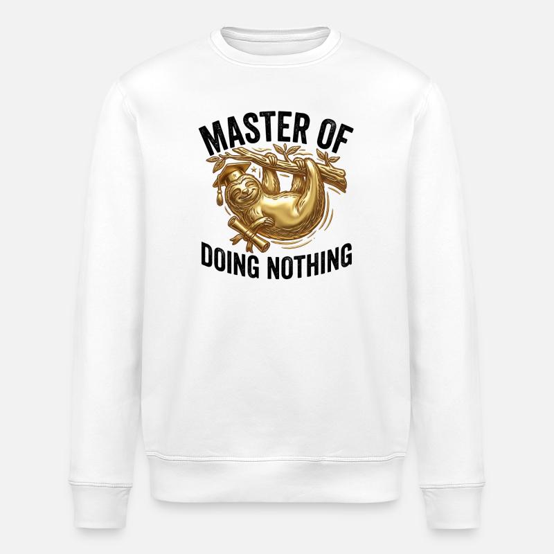 Sloth Master of Doing Nothing - Stanley/Stella ROLLER Unisex Organic Sweatshirt - white