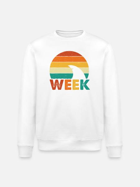 Minimal Shark Week Ocean Marine Style - Stanley/Stella ROLLER Unisex Organic Sweatshirt - white