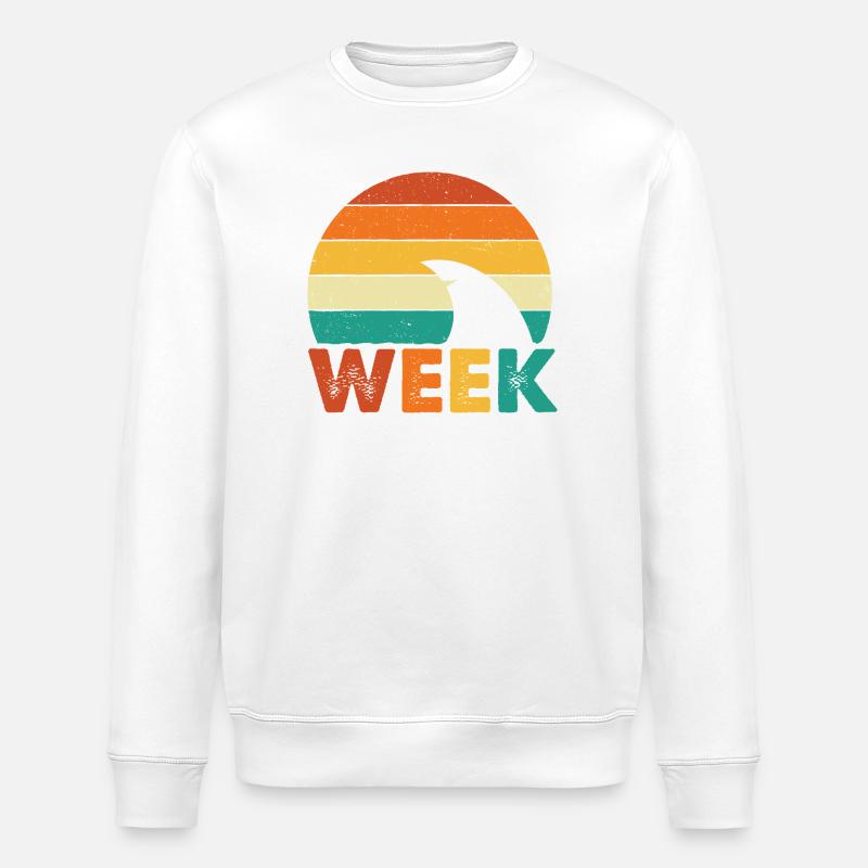 Minimal Shark Week Ocean Marine Style - Stanley/Stella ROLLER Unisex Organic Sweatshirt - white