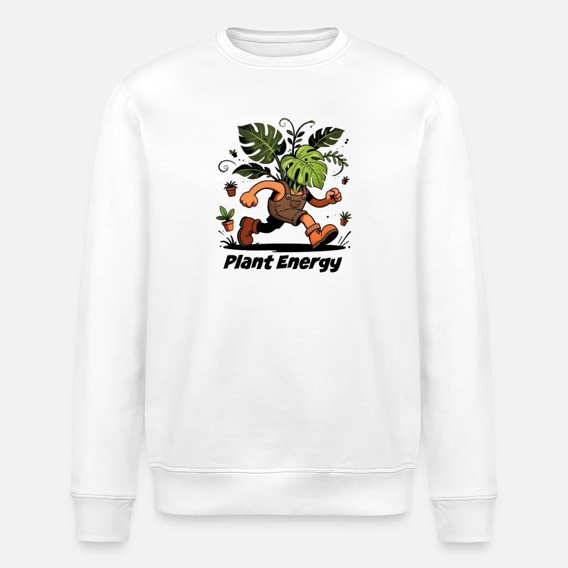 Monstera-Pflanzen im Dschungelchaos - Stanley/Stella Unisex Bio-Sweatshirt ROLLER - Weiß