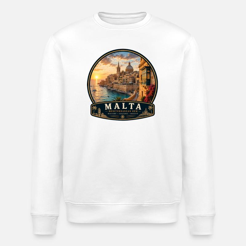 Malta Valletta Colonial Holidays Mediterranean - Stanley/Stella ROLLER Unisex Organic Sweatshirt - white