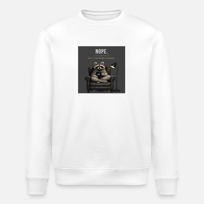 Nope Raccoon Meme - Stanley/Stella ROLLER Unisex Organic Sweatshirt - white