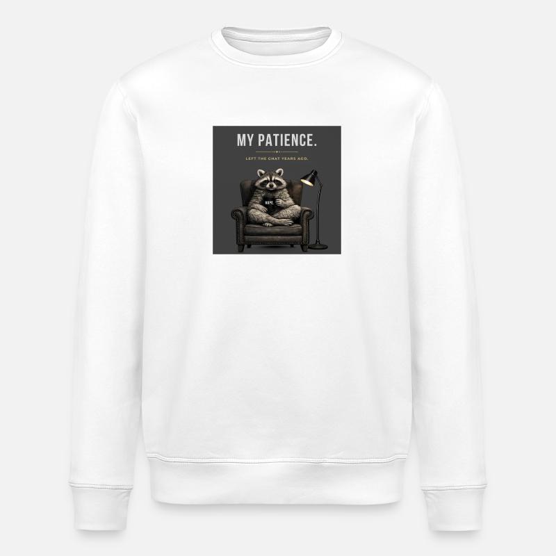 Patience Raccoon Meme - Sweat bio ROLLER Stanley/Stella Unisexe - blanc