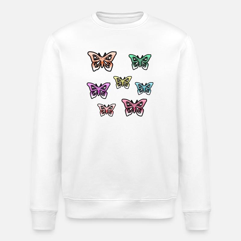 Butterflies - Stanley/Stella ROLLER Unisex Organic Sweatshirt - white
