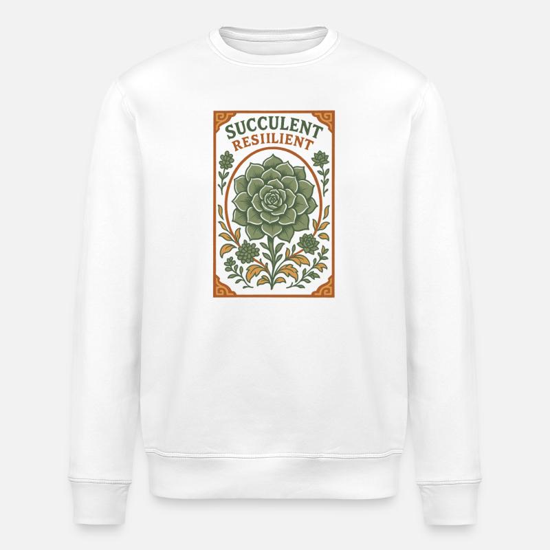 Resilient Succulent | Plants - Stanley/Stella ROLLER Unisex Organic Sweatshirt - white