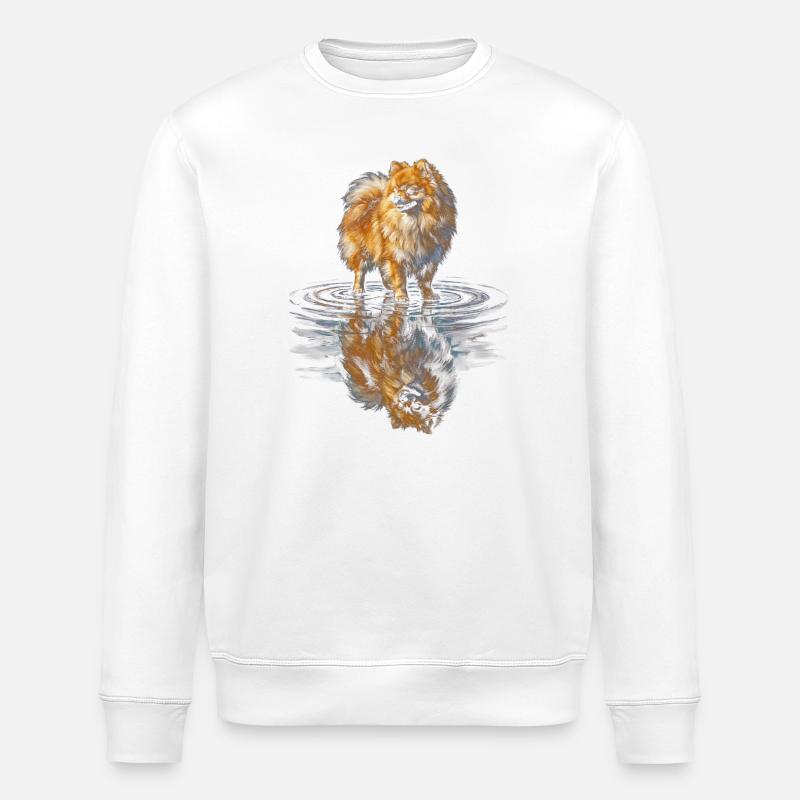 Zwergspitz Wasserreflexion - Stanley/Stella Unisex Bio-Sweatshirt ROLLER - Weiß
