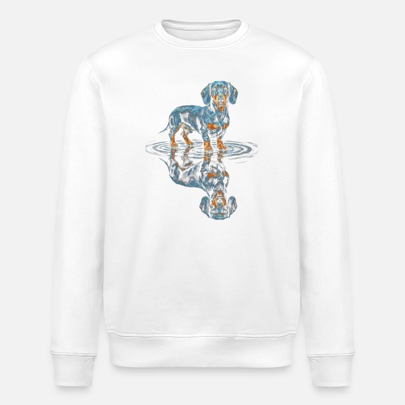 Teckel Water Reflex Bleu-Orange - Sweat bio ROLLER Stanley/Stella Unisexe - blanc