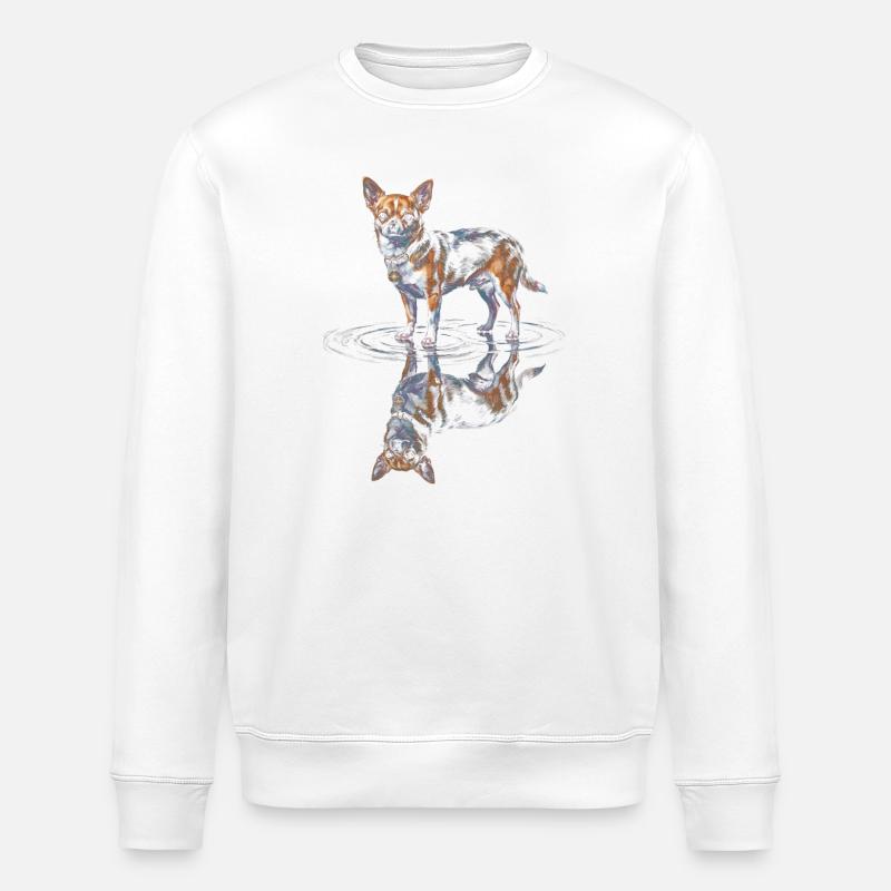 Chihuahua Water Reflection - Stanley/Stella ROLLER Unisex Organic Sweatshirt - white