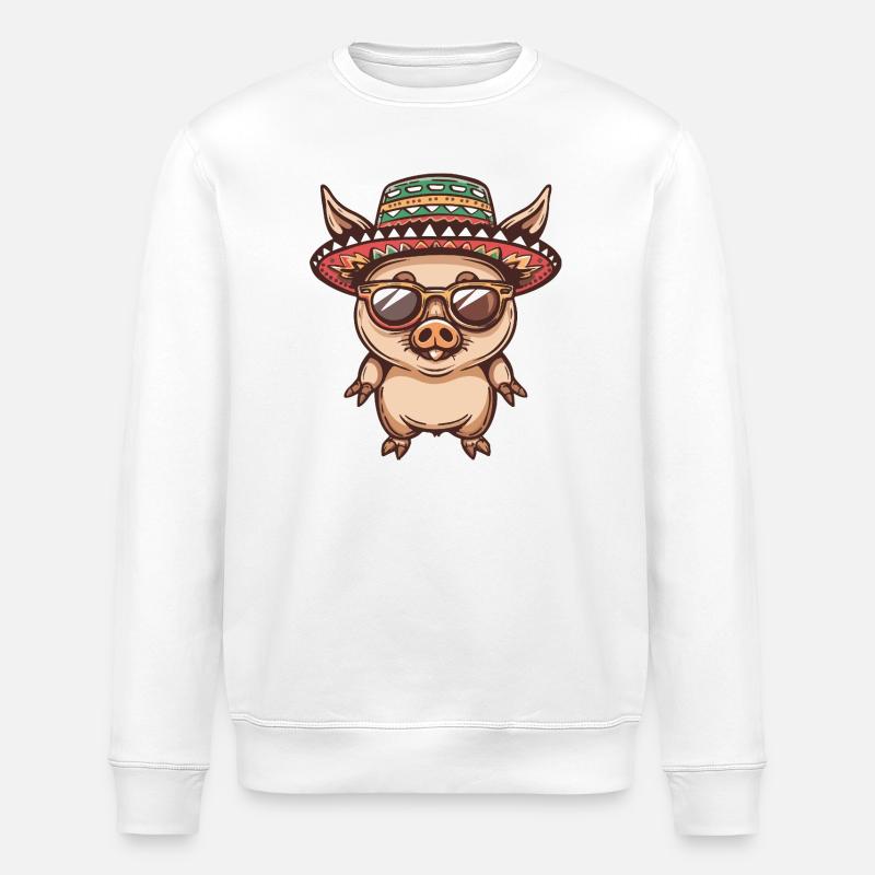 Pig Sombrero Wild Boar - Stanley/Stella ROLLER Unisex Organic Sweatshirt - white