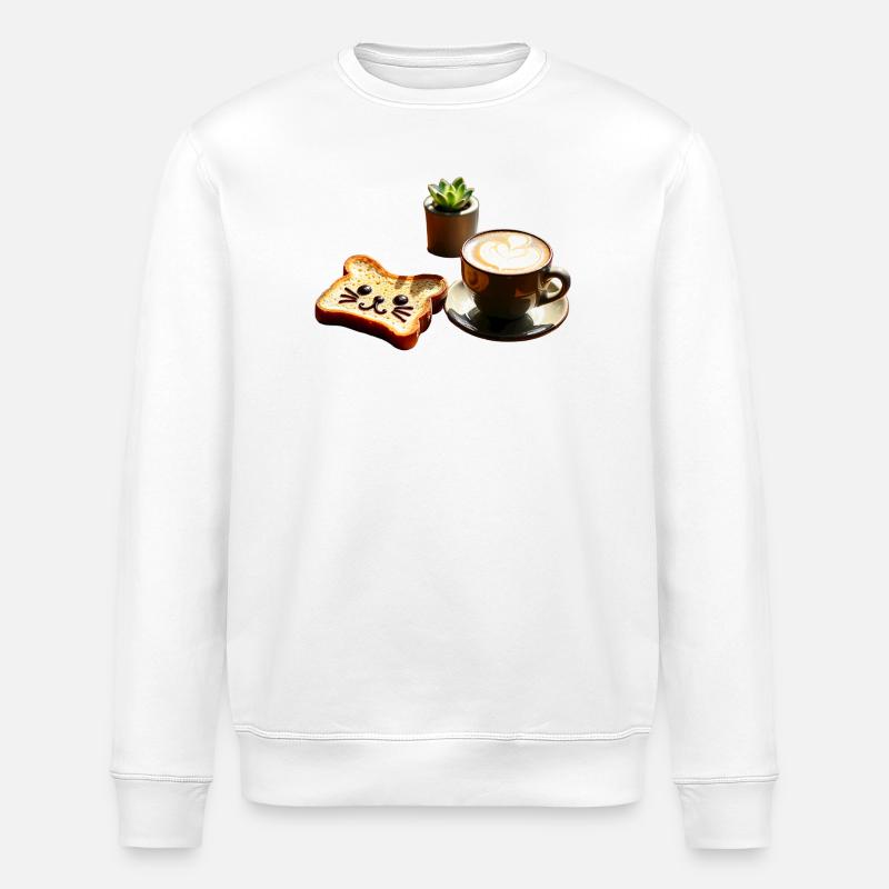 Chat Coffee Latte Art Kawaii - Sweat bio ROLLER Stanley/Stella Unisexe - blanc