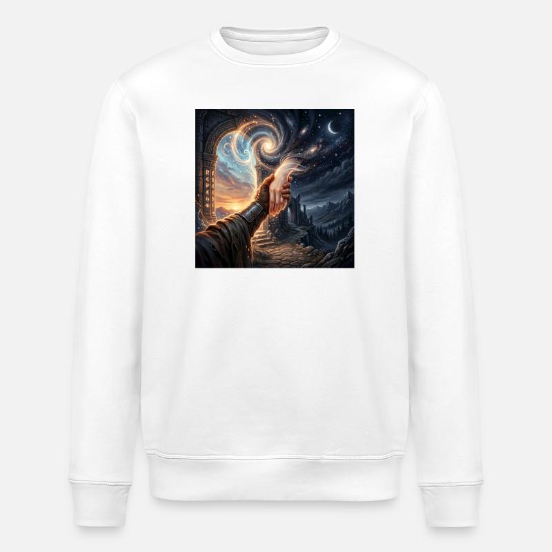 Himmlischer Handschlag – Fantasy-Portal-Kunst - Stanley/Stella Unisex Bio-Sweatshirt ROLLER - Weiß