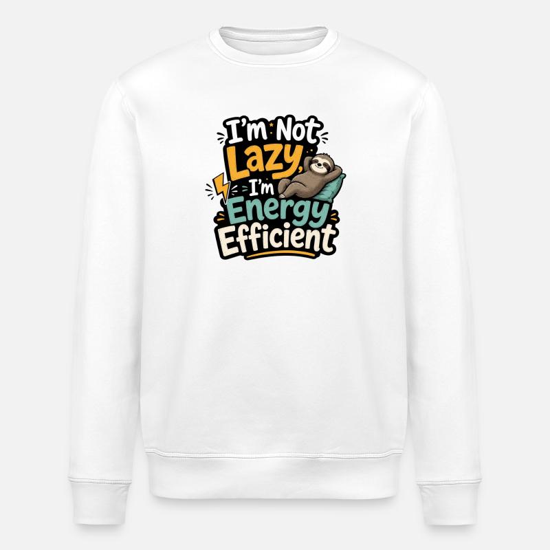 Energy Efficient Sloth Humor - Stanley/Stella ROLLER Unisex Organic Sweatshirt - white