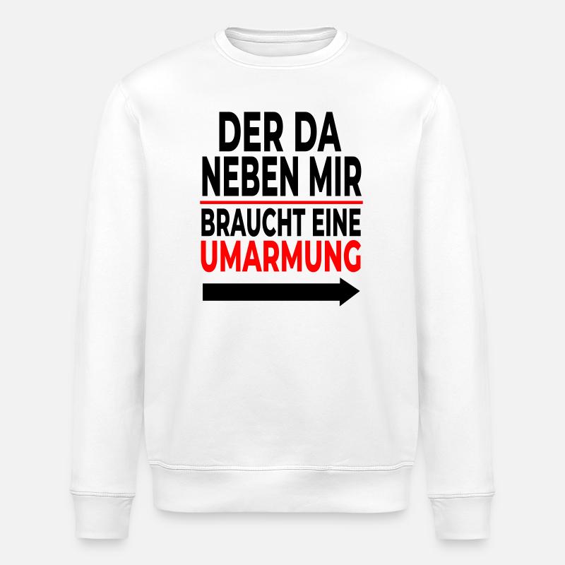 Umarmung: Rote Linie Schriftdesign - Stanley/Stella Unisex Bio-Sweatshirt ROLLER - Weiß