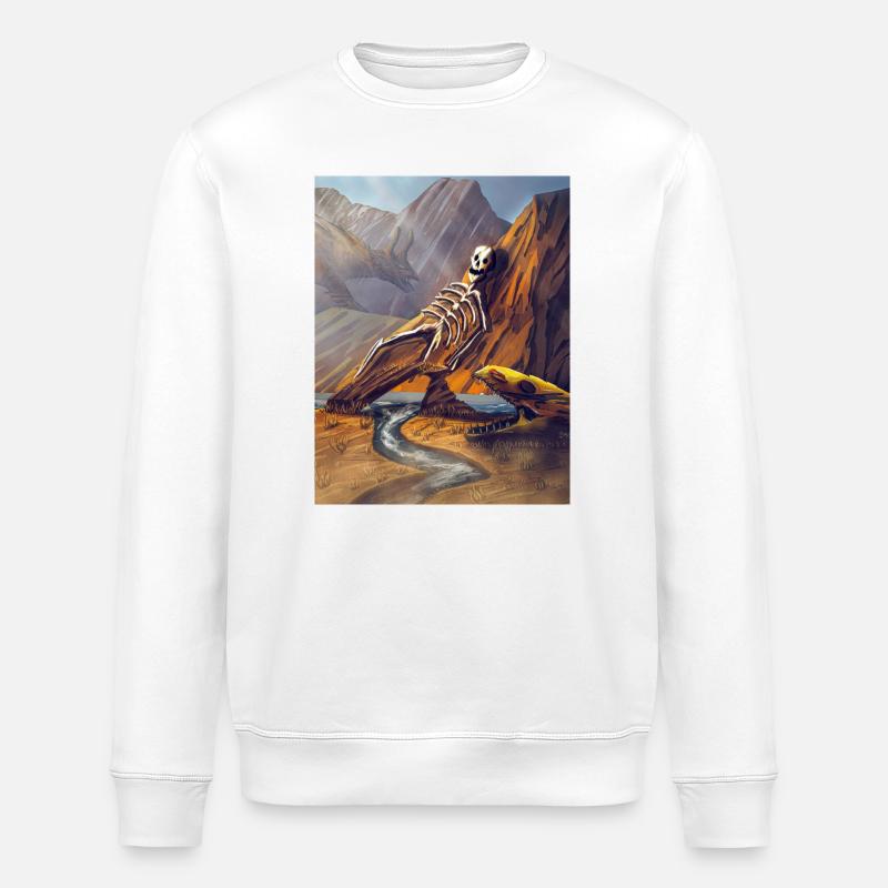 Dragon skeleton in cannon - Stanley/Stella ROLLER Unisex Organic Sweatshirt - white