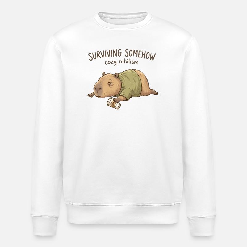 Kuscheliger Nihilismus Capybara - Stanley/Stella Unisex Bio-Sweatshirt ROLLER - Weiß