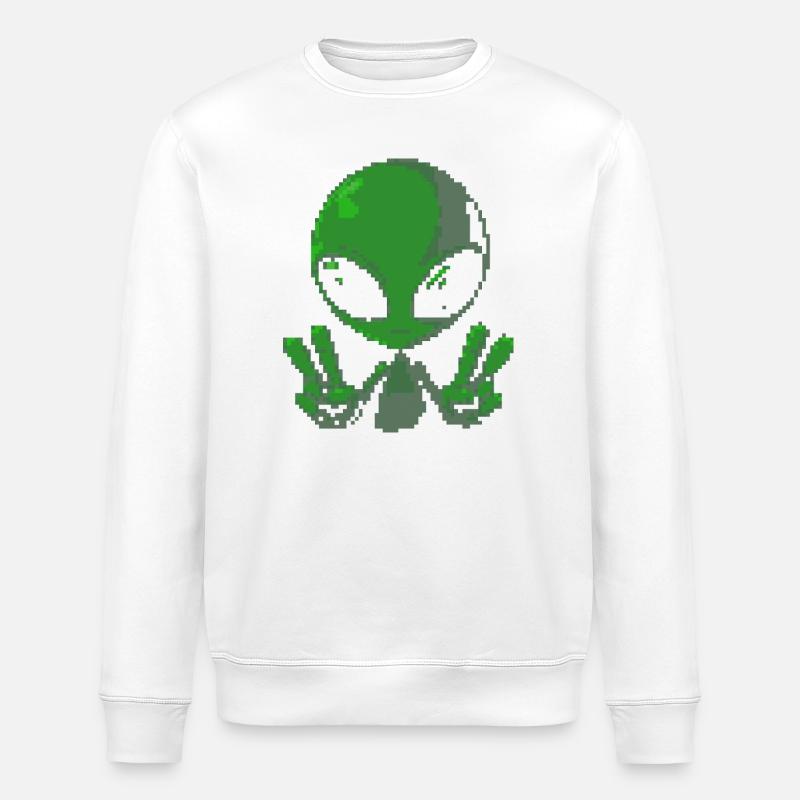 Signe de paix extraterrestre Pixel Green - Sweat bio ROLLER Stanley/Stella Unisexe - blanc