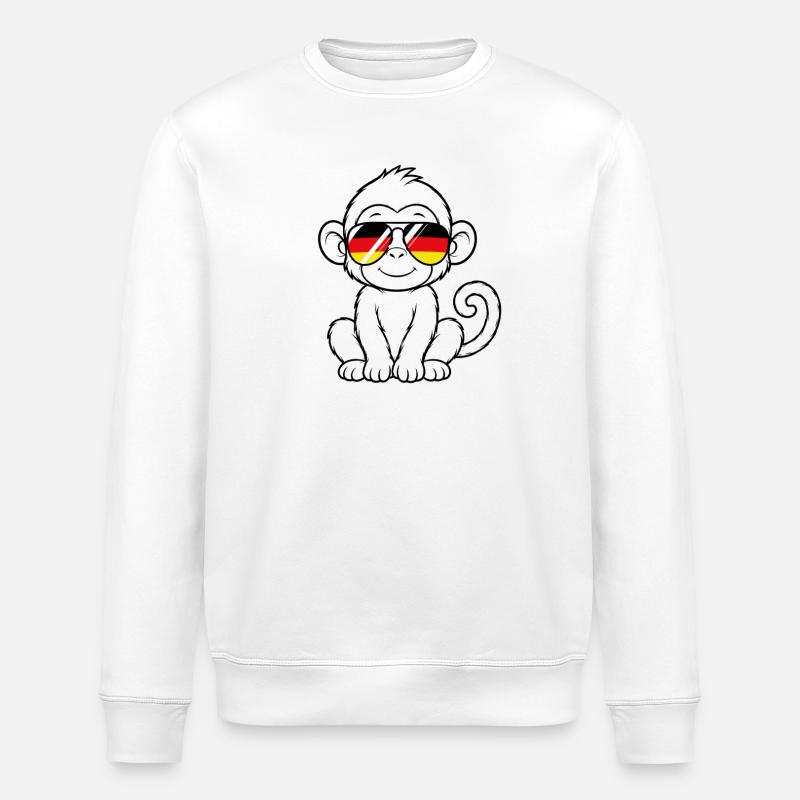 German flag monkey german Germany monkey - Stanley/Stella ROLLER Unisex Organic Sweatshirt - white