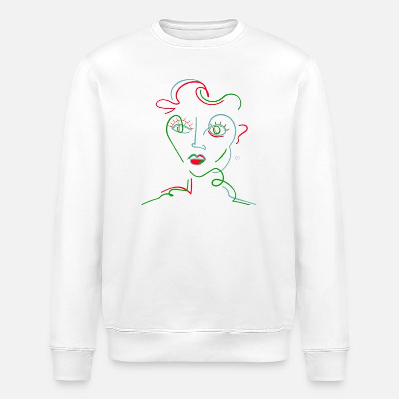 Neon Linienporträt - Stanley/Stella Unisex Bio-Sweatshirt ROLLER - Weiß