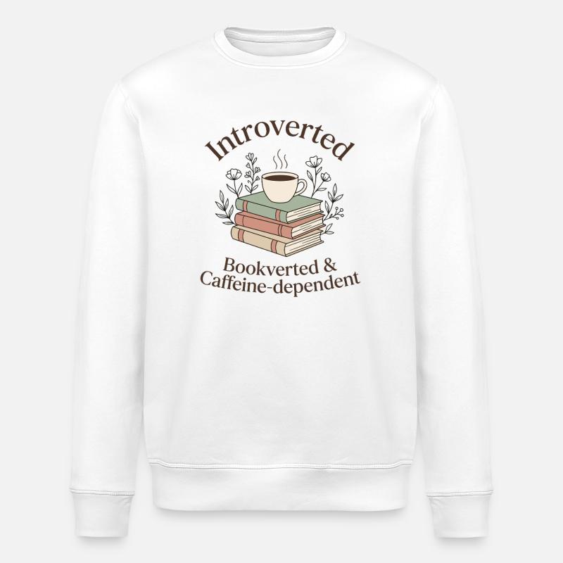Introvert Books Coffee Bookworm - Stanley/Stella ROLLER Unisex Organic Sweatshirt - white