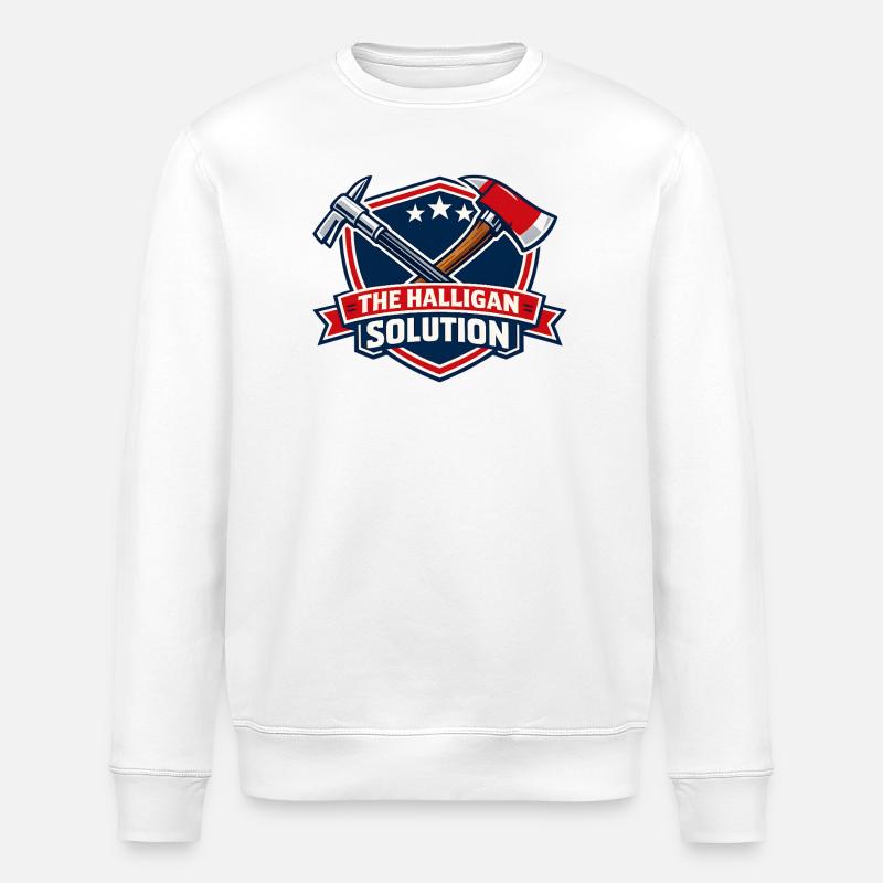 Halligan Solution Shield Graphic - Stanley/Stella ROLLER Unisex Organic Sweatshirt - white