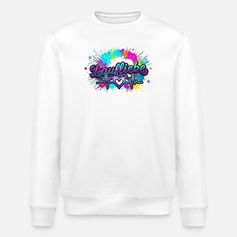 Lauf Liebe Herzschlag Farbexplosion - Stanley/Stella Unisex Bio-Sweatshirt ROLLER - Weiß