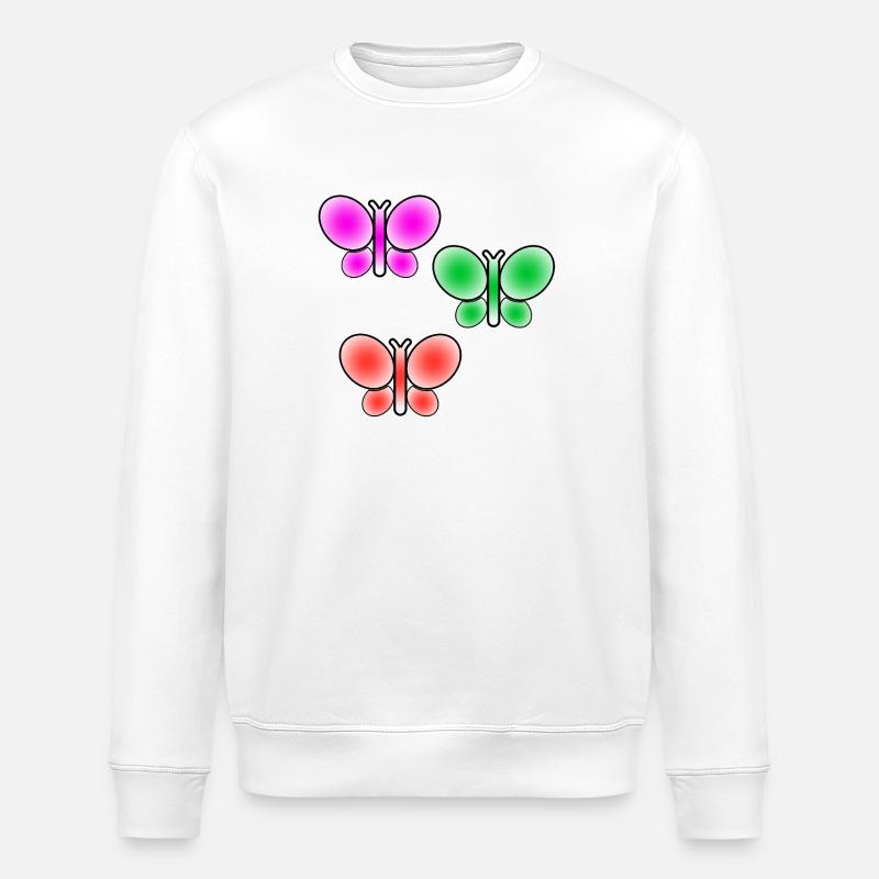 Butterflies - Stanley/Stella ROLLER Unisex Organic Sweatshirt - white